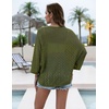 Zeagoo Womens Summer Crochet Cardigan Sweaters 3/4 Sleeve Batwing Kimono(Army Green)