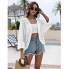 Zeagoo Womens Summer Crochet Cardigan Sweaters 3/4 Sleeve Batwing Kimono(A_white)