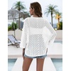 Zeagoo Womens Summer Crochet Cardigan Sweaters 3/4 Sleeve Batwing Kimono(A_white)