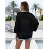 Zeagoo Womens Summer Crochet Cardigan Sweaters 3/4 Sleeve Batwing Kimono(Black)