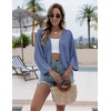 Zeagoo Womens Summer Crochet Cardigan Sweaters 3/4 Sleeve Batwing Kimono(Blue)