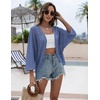 Zeagoo Womens Summer Crochet Cardigan Sweaters 3/4 Sleeve Batwing Kimono(Blue)
