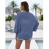 Zeagoo Womens Summer Crochet Cardigan Sweaters 3/4 Sleeve Batwing Kimono(Blue)