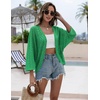 Zeagoo Womens Summer Crochet Cardigan Sweaters 3/4 Sleeve Batwing Kimono(Green)