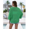 Zeagoo Womens Summer Crochet Cardigan Sweaters 3/4 Sleeve Batwing Kimono(Green)