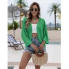 Zeagoo Womens Summer Crochet Cardigan Sweaters 3/4 Sleeve Batwing Kimono(Green)