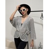 Zeagoo Womens Summer Crochet Cardigan Sweaters 3/4 Sleeve Batwing Kimono(Grey)