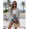 Zeagoo Womens Summer Crochet Cardigan Sweaters 3/4 Sleeve Batwing Kimono(Grey)