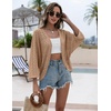 Zeagoo Womens Summer Crochet Cardigan Sweaters 3/4 Sleeve Batwing Kimono(Khaki)