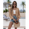 Zeagoo Womens Summer Crochet Cardigan Sweaters 3/4 Sleeve Batwing Kimono(Khaki)