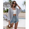 Zeagoo Womens Summer Crochet Cardigan Sweaters 3/4 Sleeve Batwing Kimono(Light Grey)