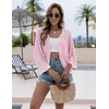 Zeagoo Womens Summer Crochet Cardigan Sweaters 3/4 Sleeve Batwing Kimono(Pink)
