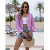 Zeagoo Womens Summer Crochet Cardigan Sweaters 3/4 Sleeve Batwing Kimono(Purple)
