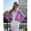 Zeagoo Womens Summer Crochet Cardigan Sweaters 3/4 Sleeve Batwing Kimono(Purple)
