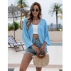 Zeagoo Womens Summer Crochet Cardigan Sweaters 3/4 Sleeve Batwing Kimono(Teal)