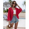Zeagoo Womens Summer Crochet Cardigan Sweaters 3/4 Sleeve Batwing Kimono(Wine Red)