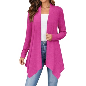Zeagoo Lightweight Cardigan for Women Long Sleeve Open Front Cardigans(Rose Red)