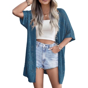 Zeagoo Lightweight Summer Crochet Cardigan for Women(Dark Blue)