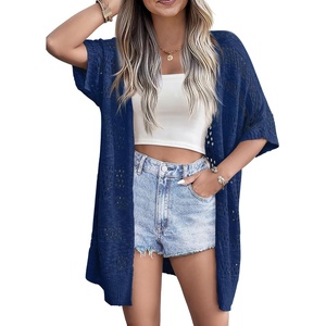 Zeagoo Lightweight Summer Crochet Cardigan for Women(Navy Blue)
