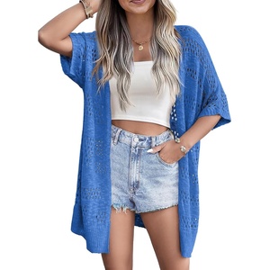 Zeagoo Lightweight Summer Crochet Cardigan for Women(Royal Blue)