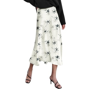 Zeagoo Skirts for Women High Waist Skirt Elegant Midi Skirt Satin(Dh1018)