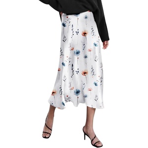 Zeagoo Skirts for Women High Waist Skirt Elegant Midi Skirt Satin(Dh590)