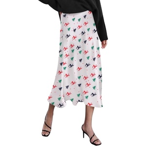 Zeagoo Skirts for Women High Waist Skirt Elegant Midi Skirt Satin(Pat8)