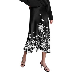 Zeagoo Skirts for Women High Waist Skirt Elegant Midi Skirt Satin(Sf100)