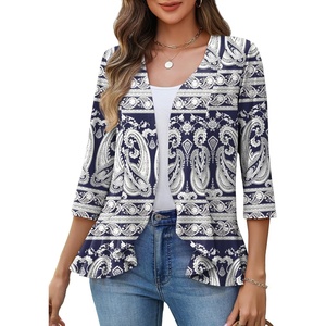 Zeagoo Women’s 2026 Summer 3/4 Sleeve Lightweight Cardigans Ruffles Coverup(Mz908)