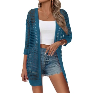 Zeagoo Women’s Summer Crochet Cardigan Boho Kimono Oversized Sweater Tops(02 Lake Blue)