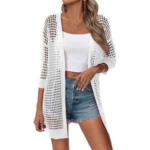 Zeagoo Women’s Summer Crochet Cardigan Boho Kimono Oversized Sweater Tops(White)