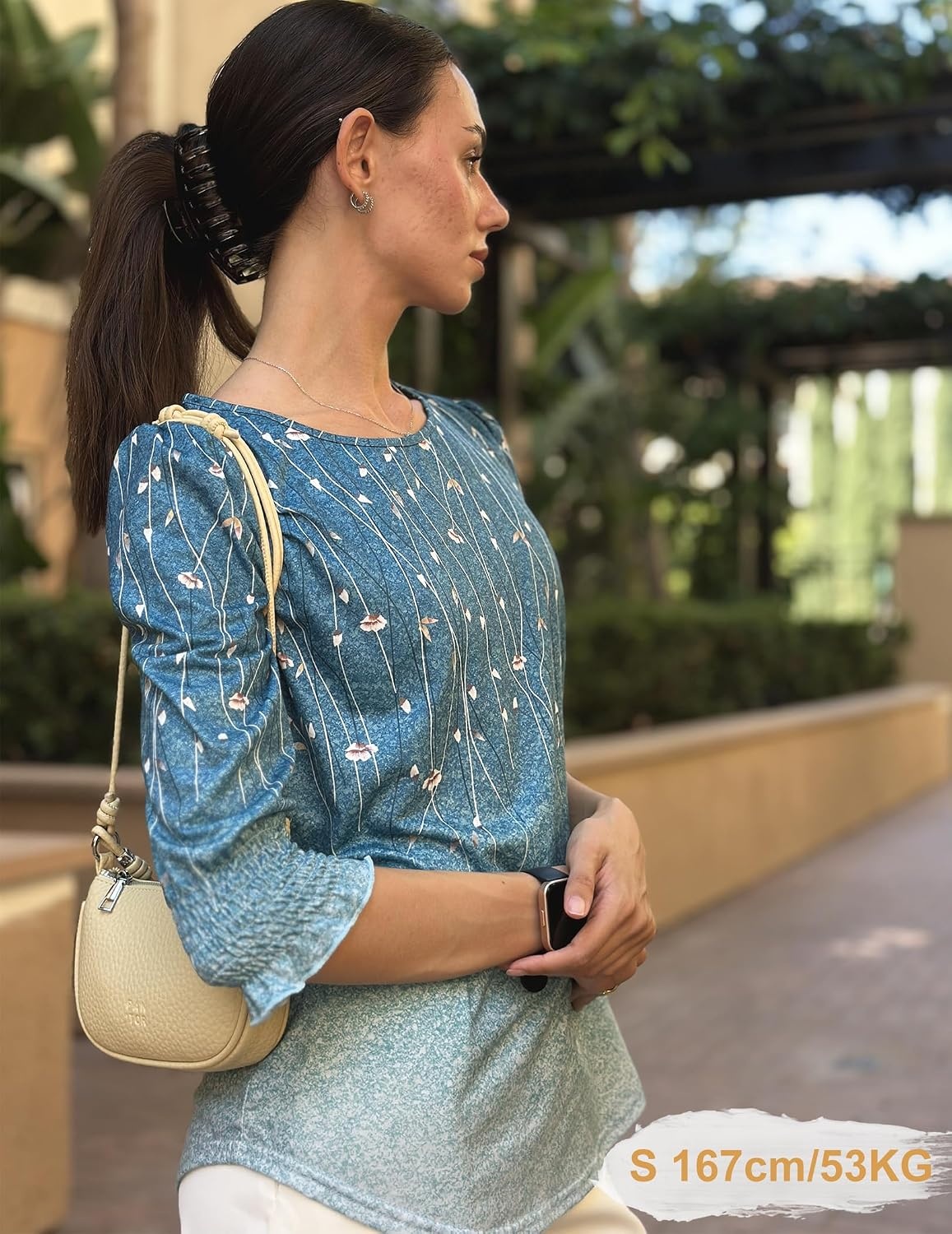 image:imageZeagoo 34 Length Sleeve Blouse Pleated Tops Tunics for Women Dressy Shirt Business CasualBlue Vine