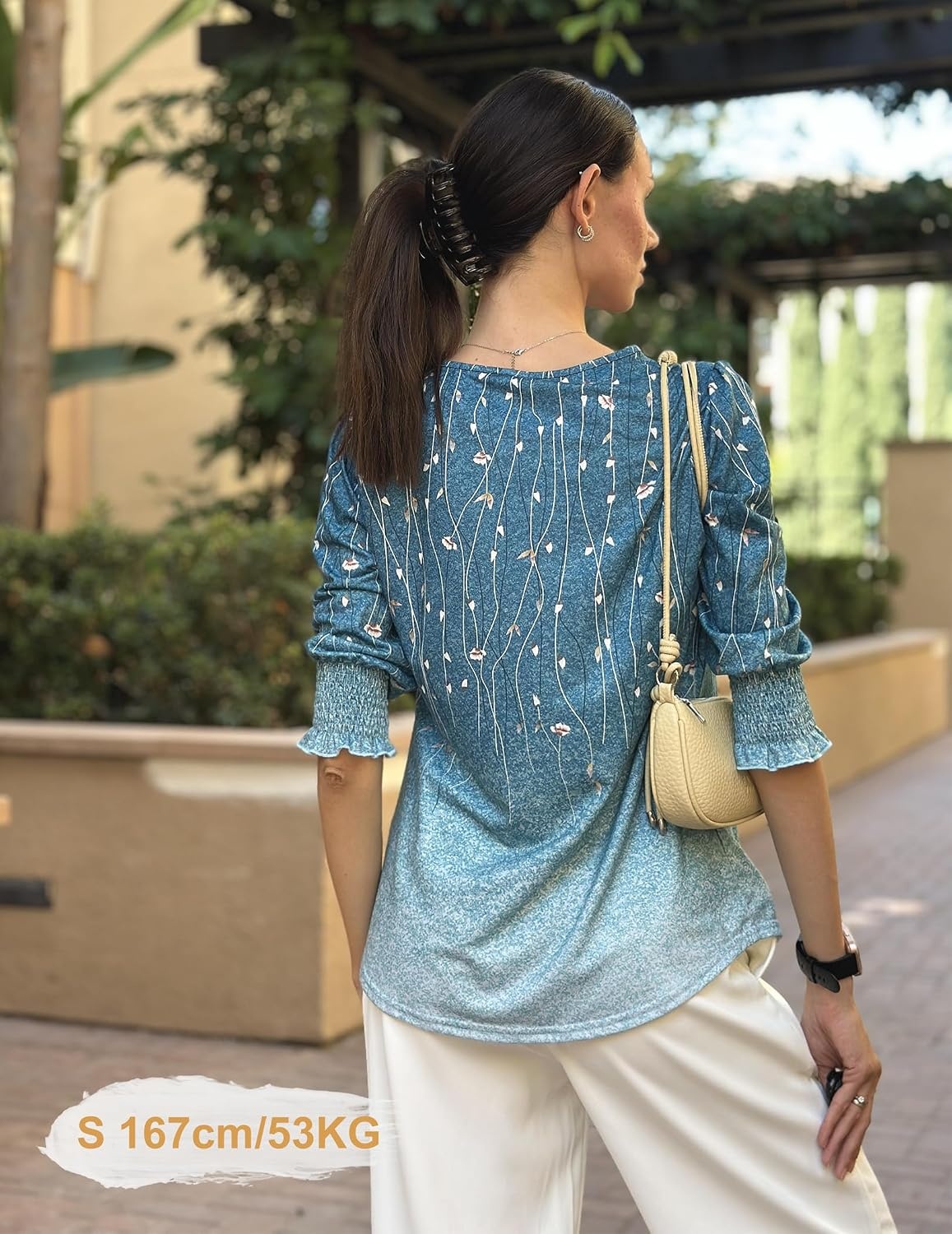 image:imageZeagoo 34 Length Sleeve Blouse Pleated Tops Tunics for Women Dressy Shirt Business CasualBlue Vine