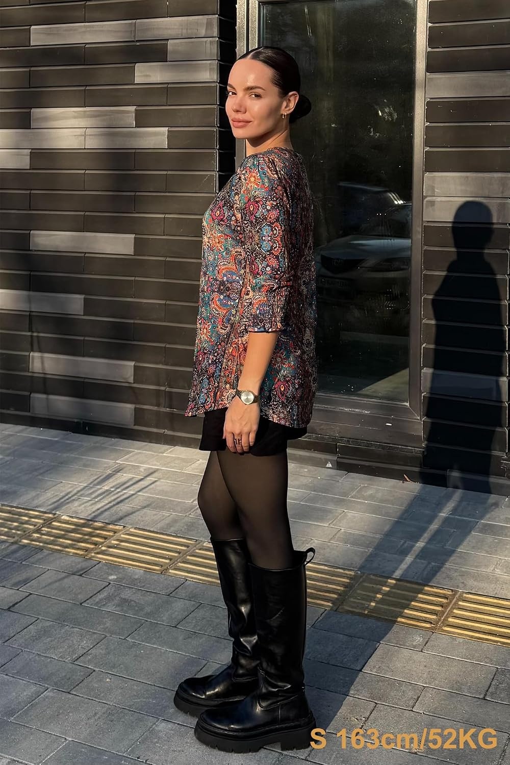 image:imageZeagoo 34 Length Sleeve Blouse Pleated Tops Tunics for Women Dressy Shirt Business CasualBrown Boho B