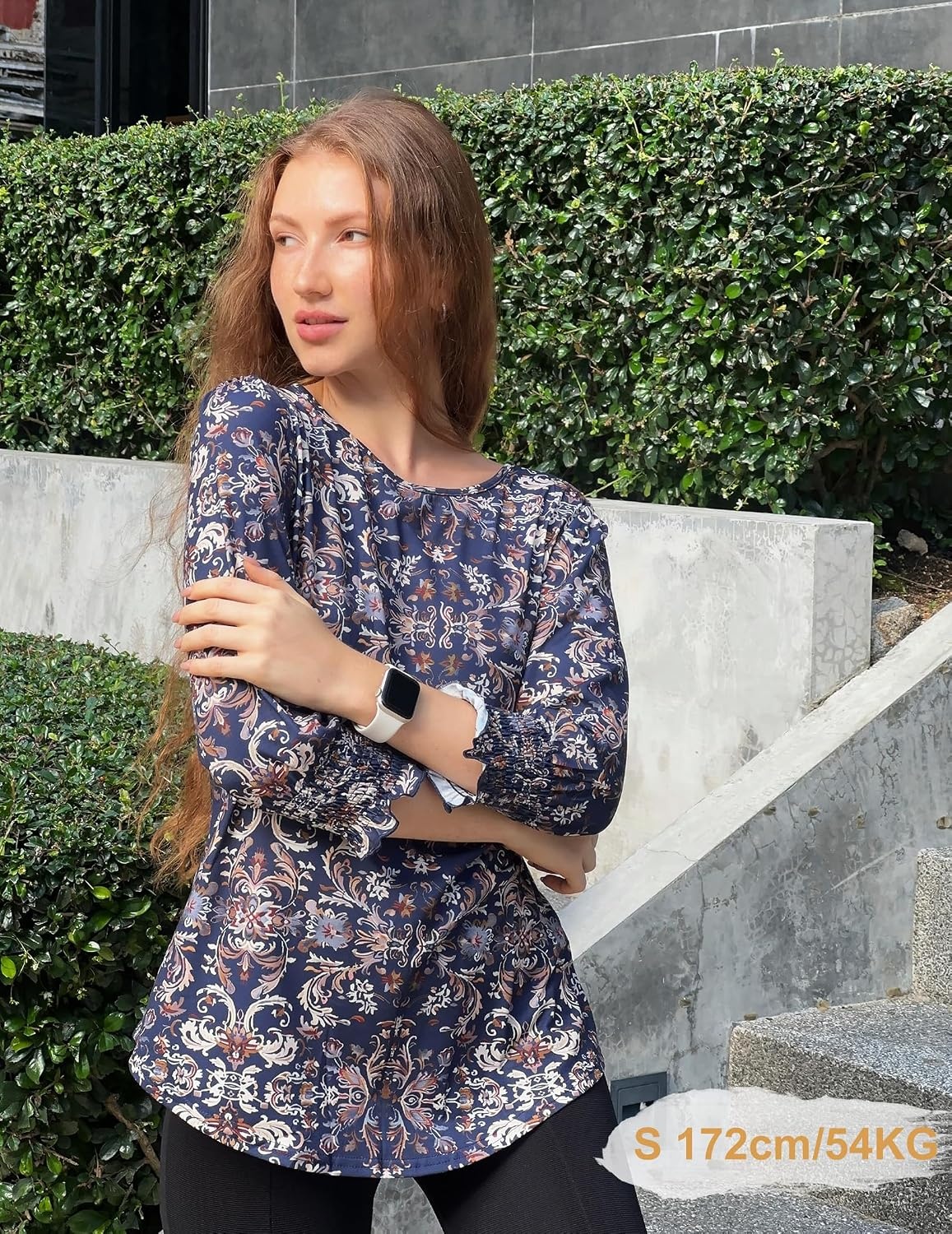 image:imageZeagoo 34 Length Sleeve Blouse Pleated Tops Tunics for Women Dressy Shirt Business CasualNavy Khaki Blessing