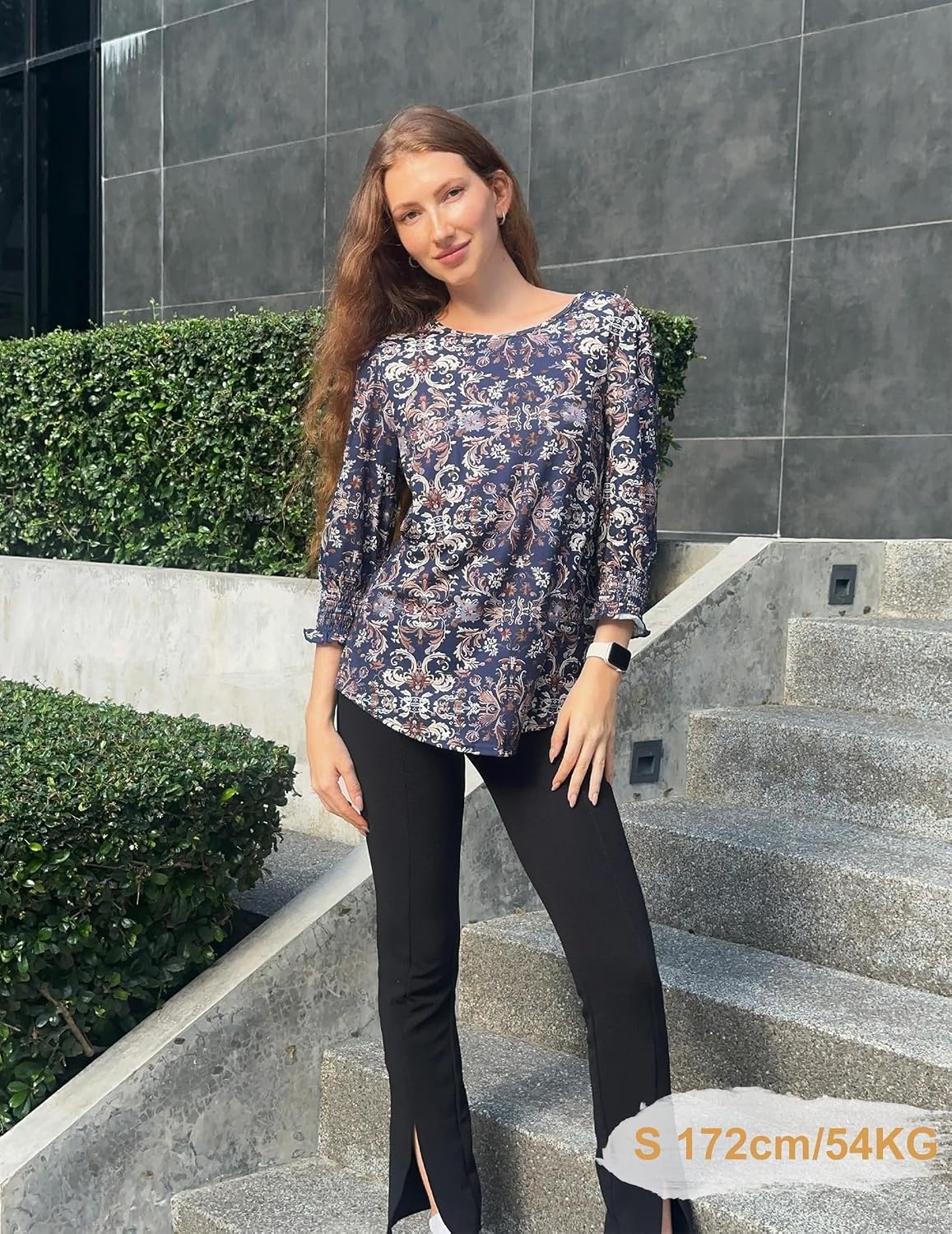 image:imageZeagoo 34 Length Sleeve Blouse Pleated Tops Tunics for Women Dressy Shirt Business CasualNavy Khaki Blessing