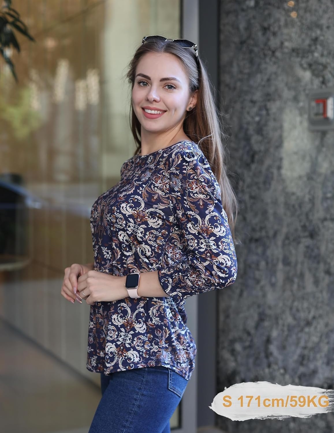 image:imageZeagoo 34 Length Sleeve Blouse Pleated Tops Tunics for Women Dressy Shirt Business CasualNavy Khaki Blessing
