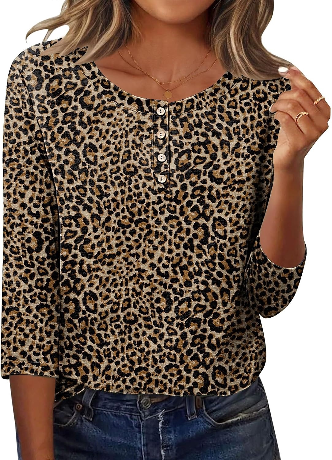 image:imageZeagoo 34 Length Sleeve Women Tops Dressy Casual Blouses Work ClothesAn136leopard Print