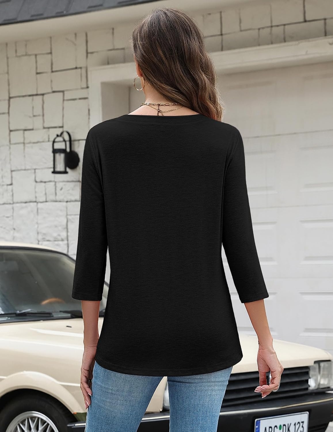 image:imageZeagoo 34 Length Sleeve Women Tops Dressy Casual Blouses Work ClothesBlack