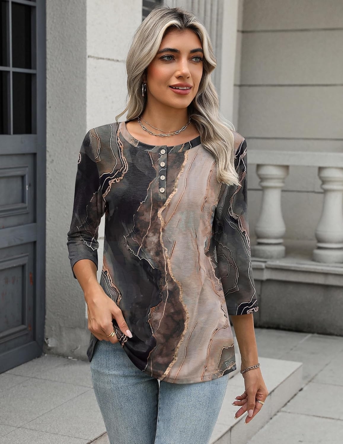 image:imageZeagoo 34 Length Sleeve Women Tops Dressy Casual Blouses Work ClothesCx278multicolor