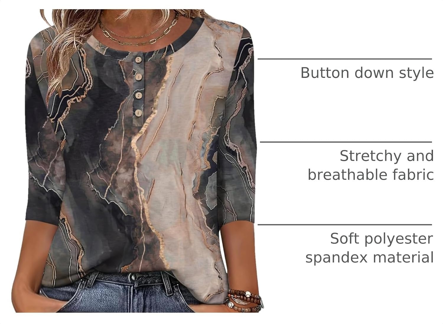 image:imageZeagoo 34 Length Sleeve Women Tops Dressy Casual Blouses Work ClothesCx278multicolor