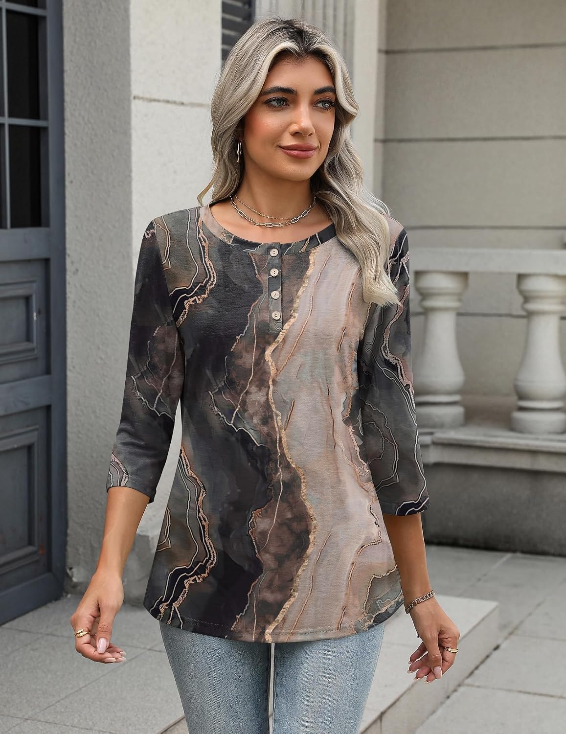 image:imageZeagoo 34 Length Sleeve Women Tops Dressy Casual Blouses Work ClothesCx278multicolor