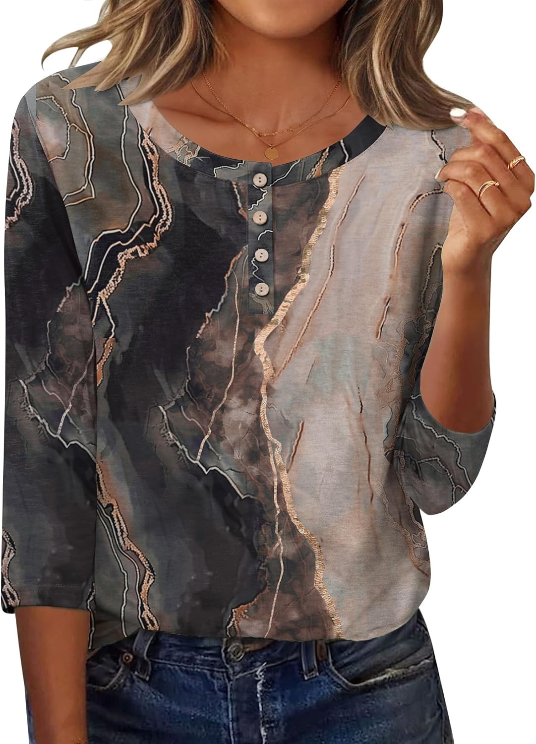 image:imageZeagoo 34 Length Sleeve Women Tops Dressy Casual Blouses Work ClothesCx278multicolor