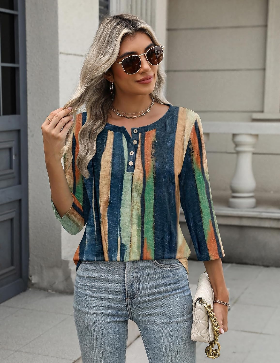 image:imageZeagoo 34 Length Sleeve Women Tops Dressy Casual Blouses Work ClothesCx289multicolor