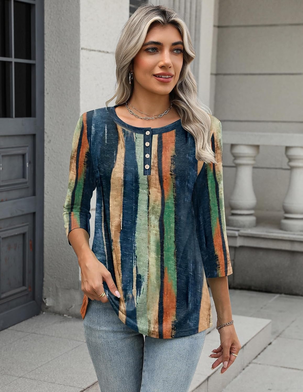 image:imageZeagoo 34 Length Sleeve Women Tops Dressy Casual Blouses Work ClothesCx289multicolor