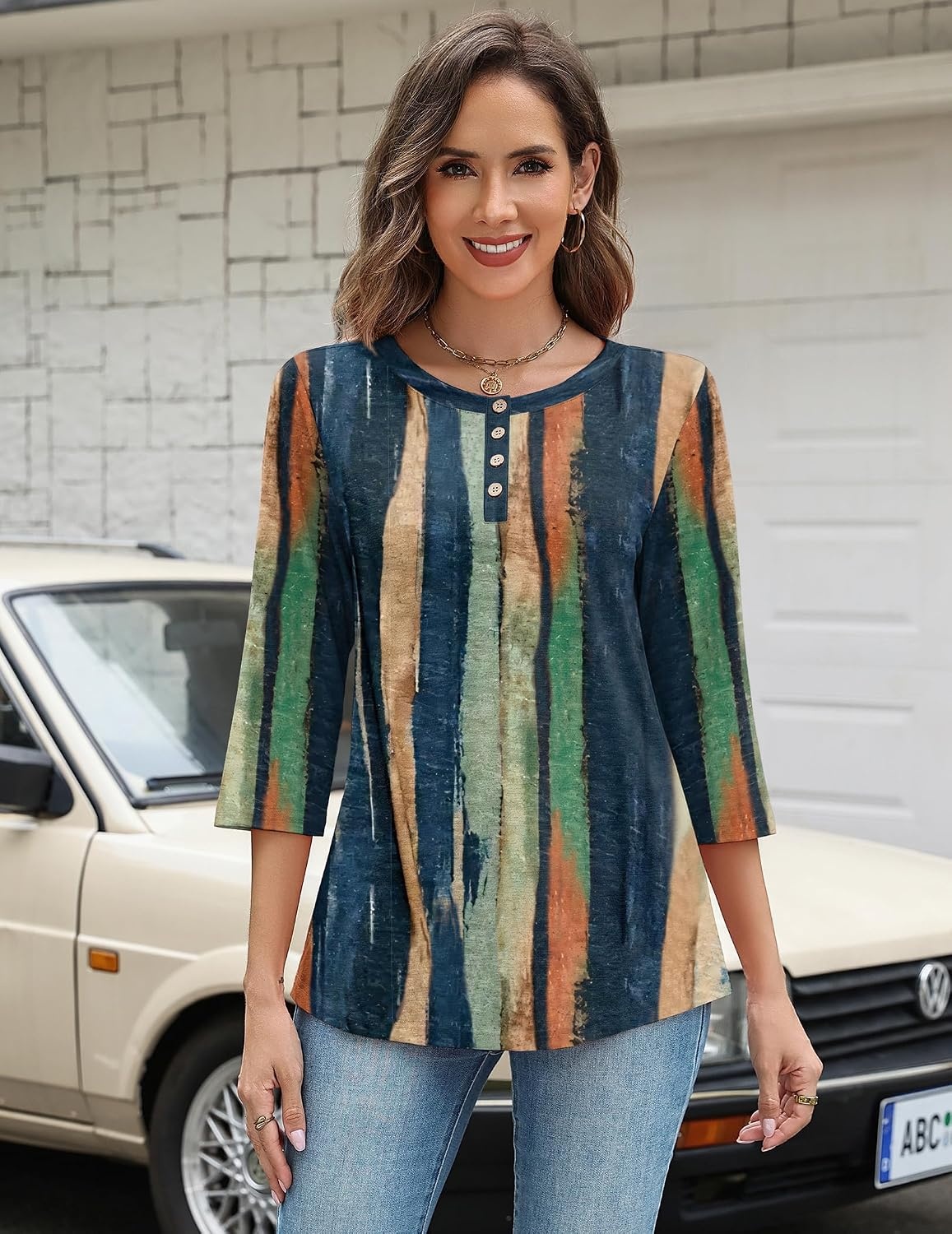 image:imageZeagoo 34 Length Sleeve Women Tops Dressy Casual Blouses Work ClothesCx289multicolor