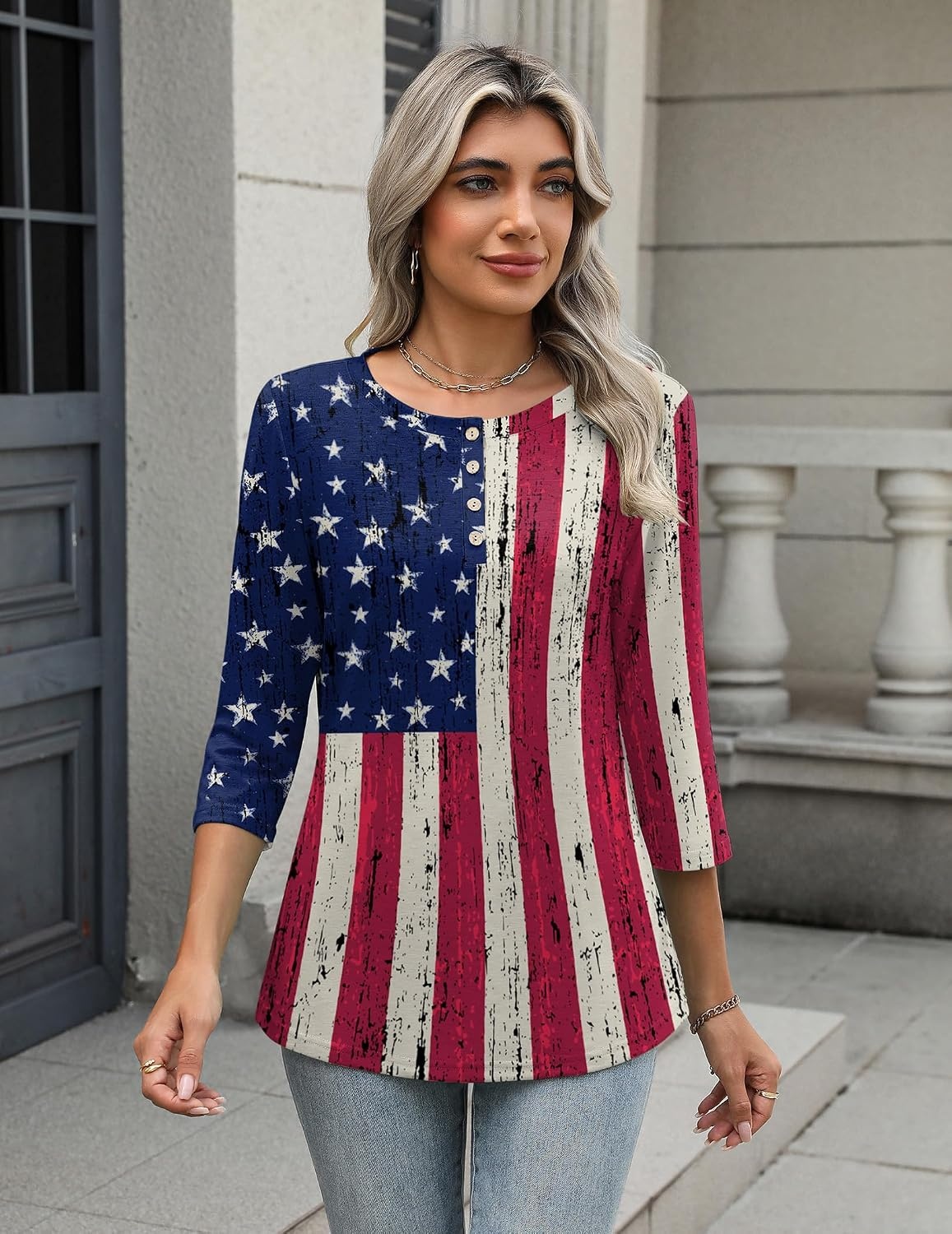 image:imageZeagoo 34 Length Sleeve Women Tops Dressy Casual Blouses Work ClothesGq38flag