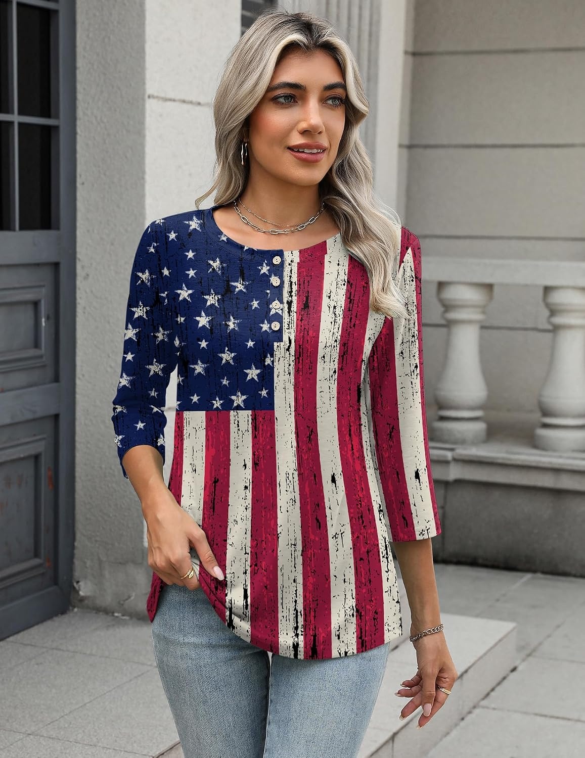 image:imageZeagoo 34 Length Sleeve Women Tops Dressy Casual Blouses Work ClothesGq38flag