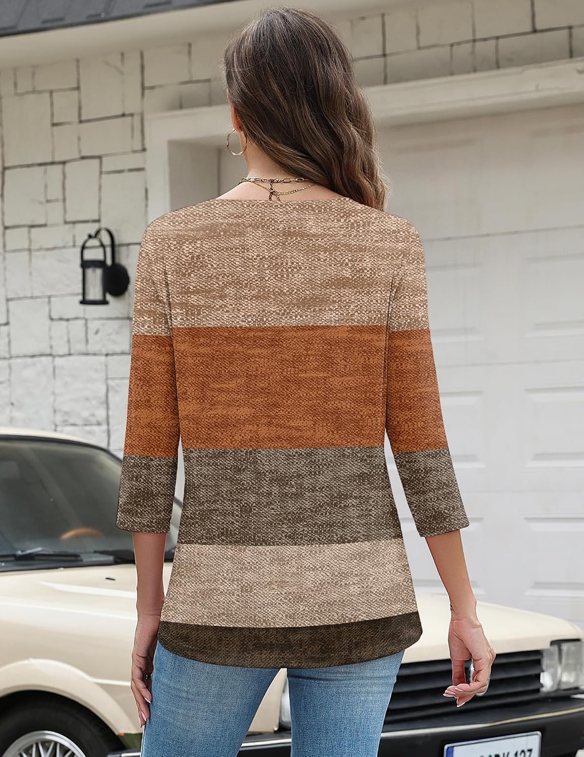 image:imageZeagoo 34 Length Sleeve Women Tops Dressy Casual Blouses Work ClothesJh398geometric