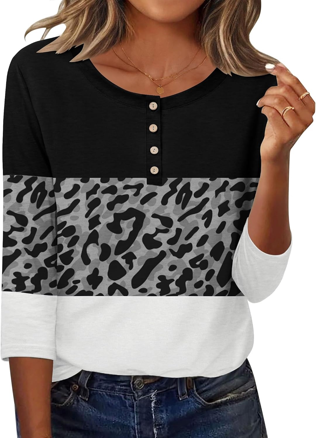 image:imageZeagoo 34 Length Sleeve Women Tops Dressy Casual Blouses Work ClothesJh519color Block